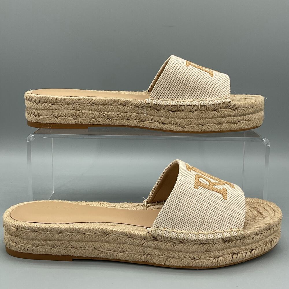 NEW Lauren Ralph Lauren Women Polly Canvas Espadrille Sandals Natural Size 7B